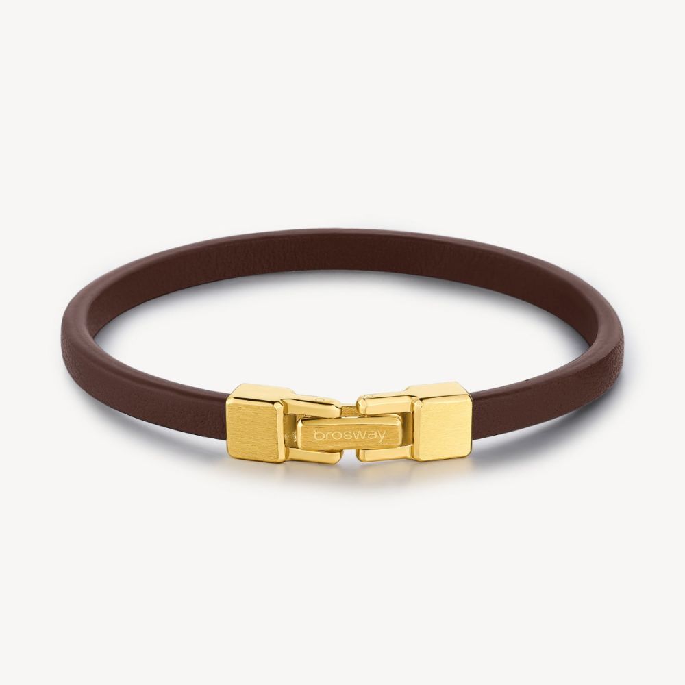 Brosway Bracciale Pelle Marrone e Acciaio Gold Ink