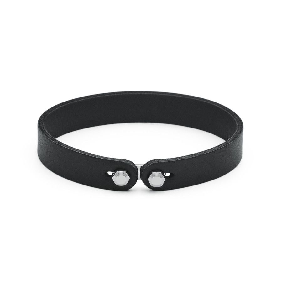Brosway Bracciale Pelle Nera e Acciaio Ink
