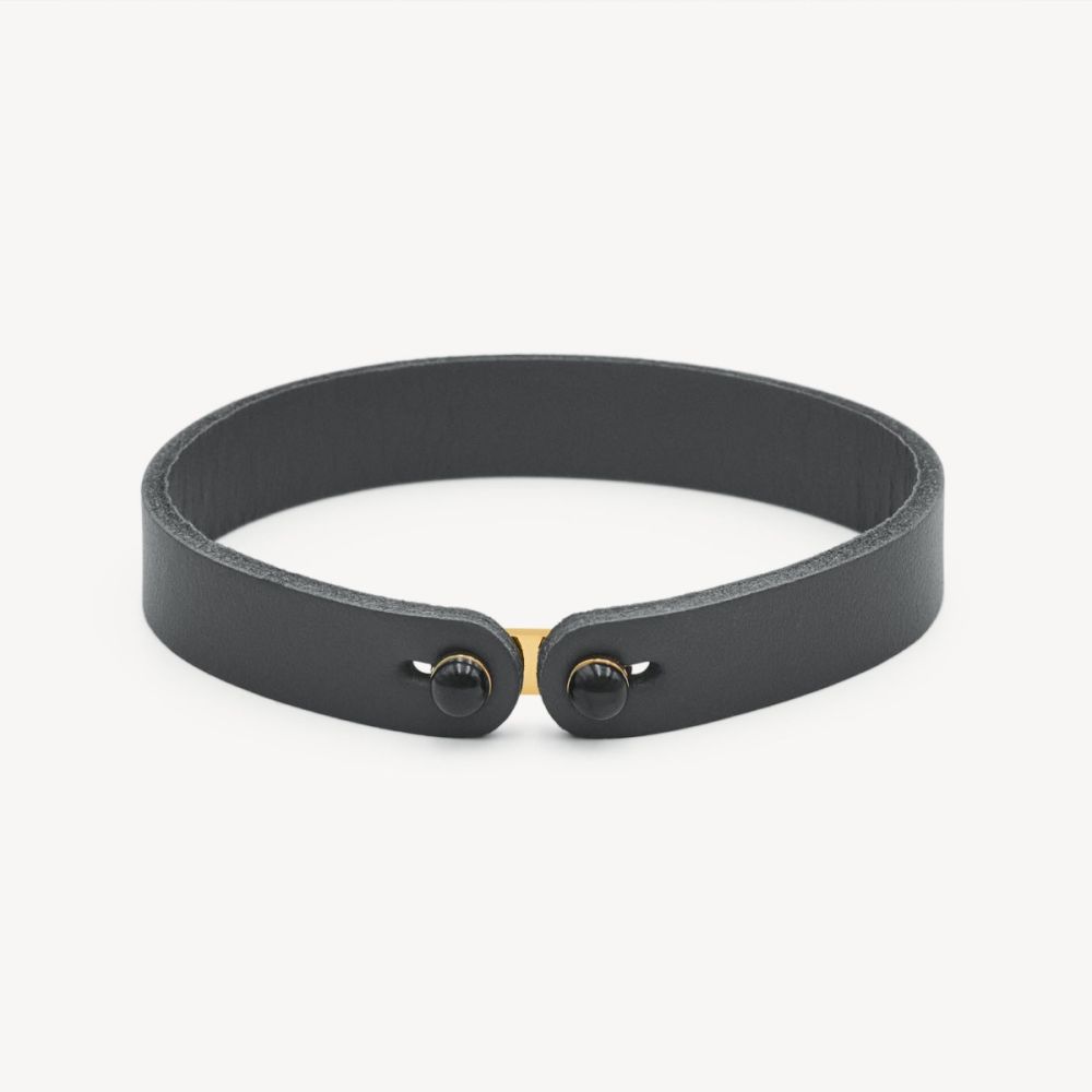 Brosway Bracciale Pelle Grigia e Onice Ink