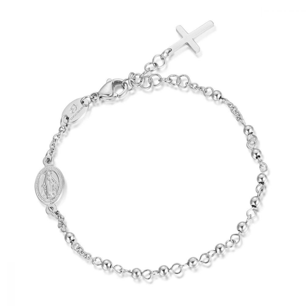 Luca Barra Bracciale Rosario Acciaio Con Sfere