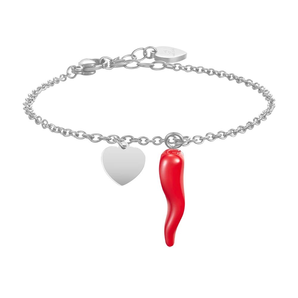Luca Barra Bracciale Acciaio Cuore e Cornetto