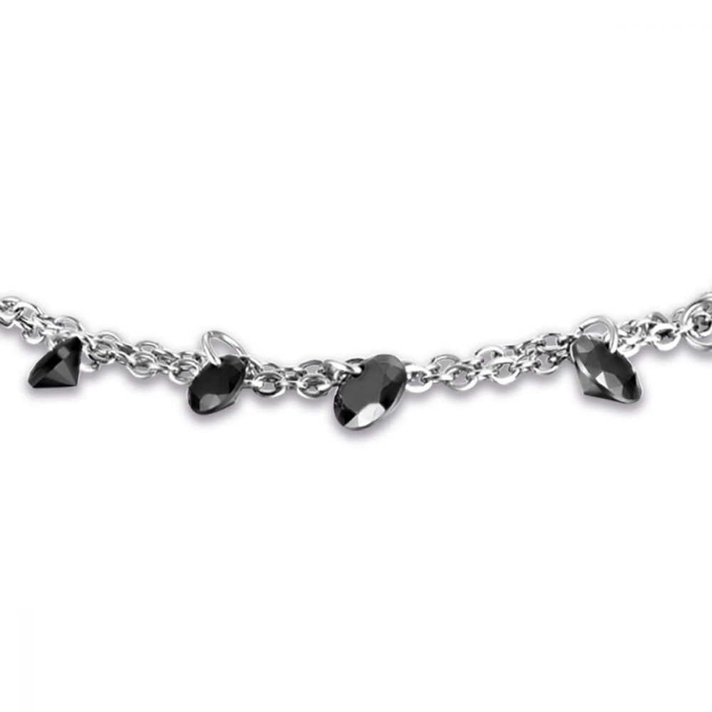 Luca Barra Bracciale Acciaio Cristalli Neri