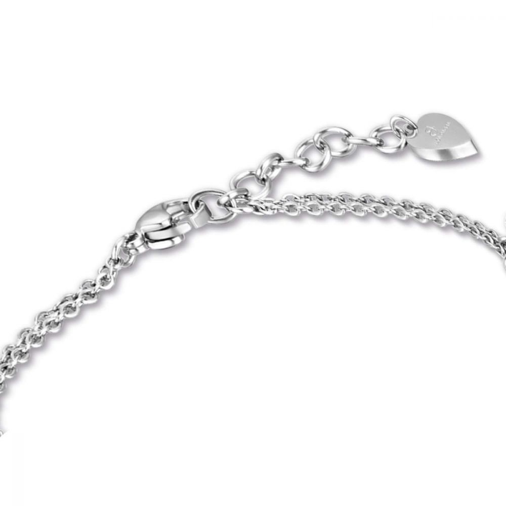 Luca Barra Bracciale Acciaio Cristalli Neri