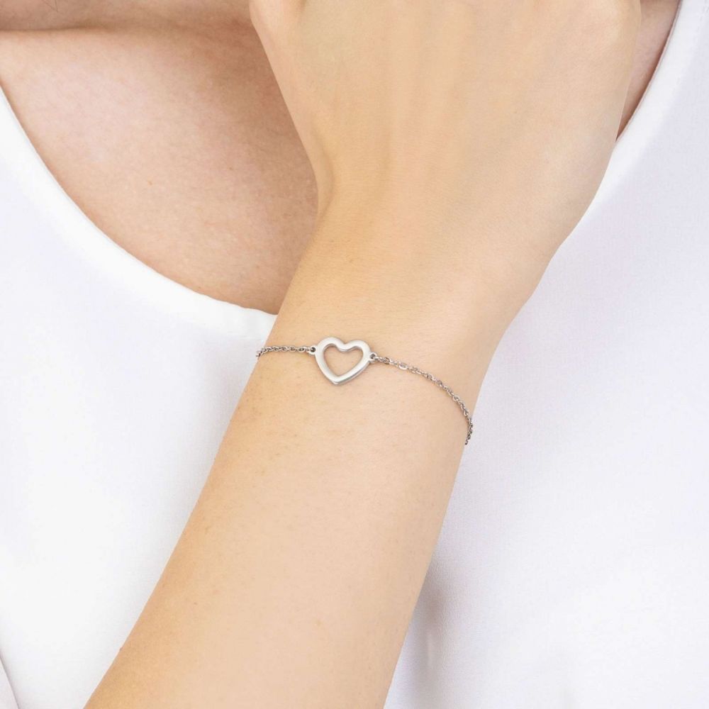 Luca Barra Bracciale Acciaio con Cuore