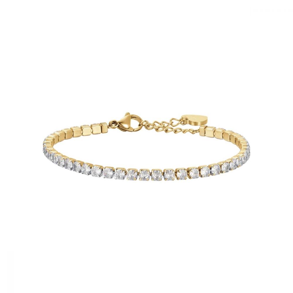 Luca Barra Tennis Donna Acciaio Gold Cristalli Bianchi