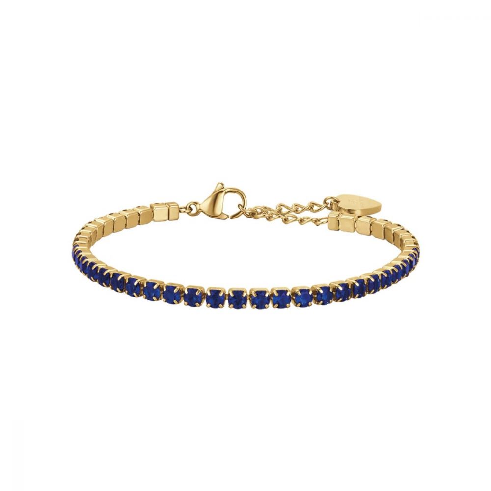 Luca Barra Tennis Donna Acciaio Gold Cristalli Blu