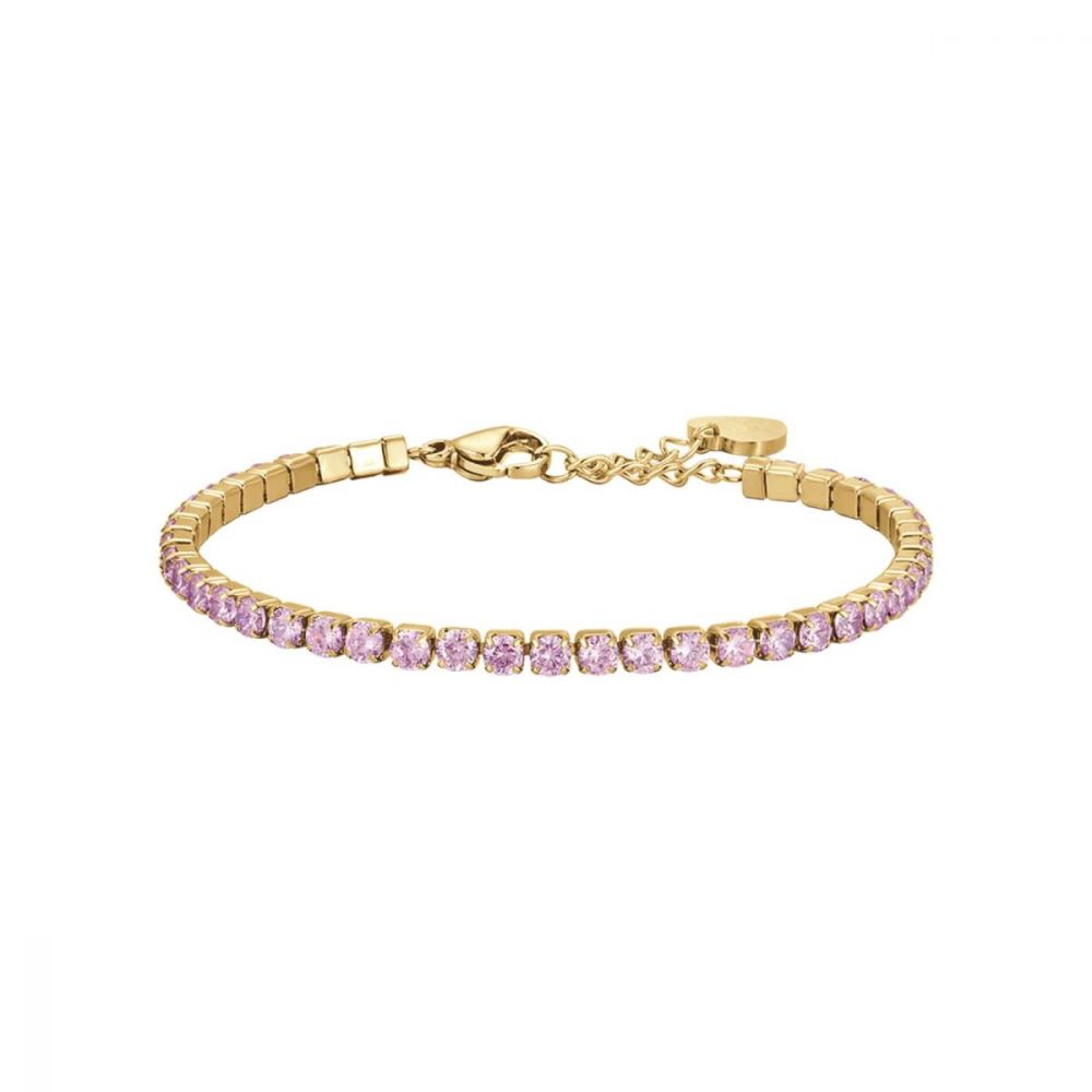 Luca Barra Tennis Donna Acciaio Gold Cristalli Rosa