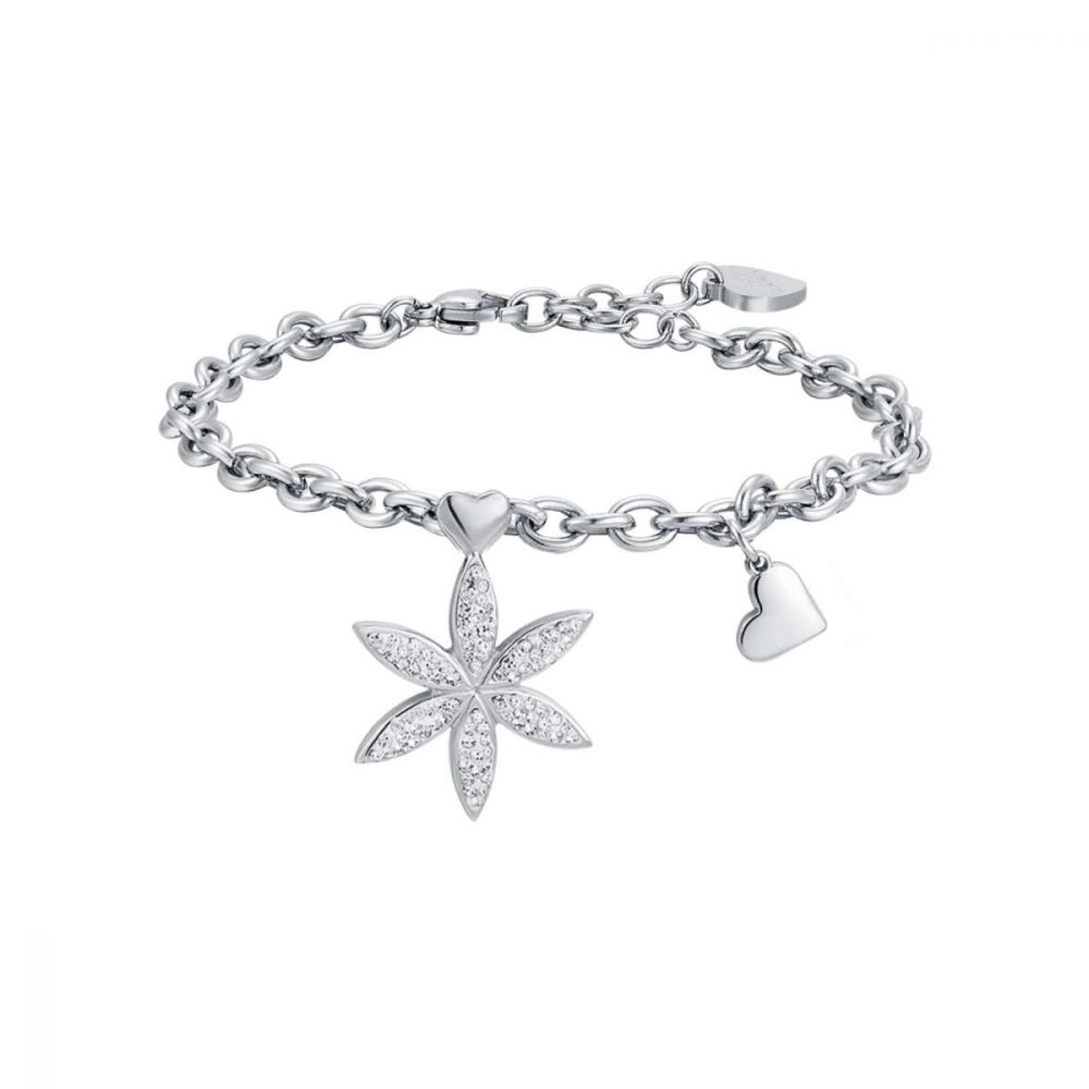 Luca Barra Bracciale Donna Acciaio Fiore con Cristalli