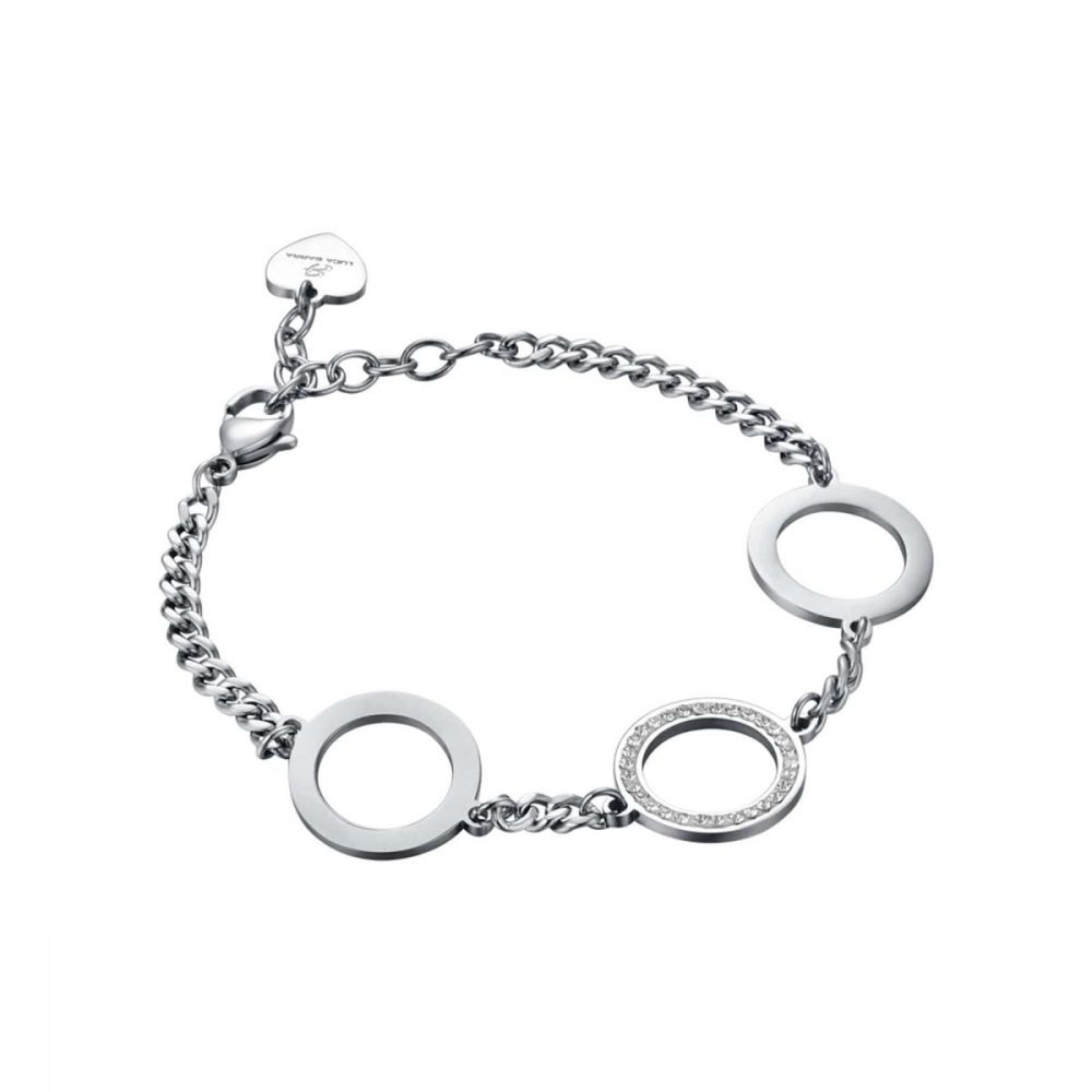 Luca Barra Bracciale Donna Acciaio 3 Cerchi e Cristalli