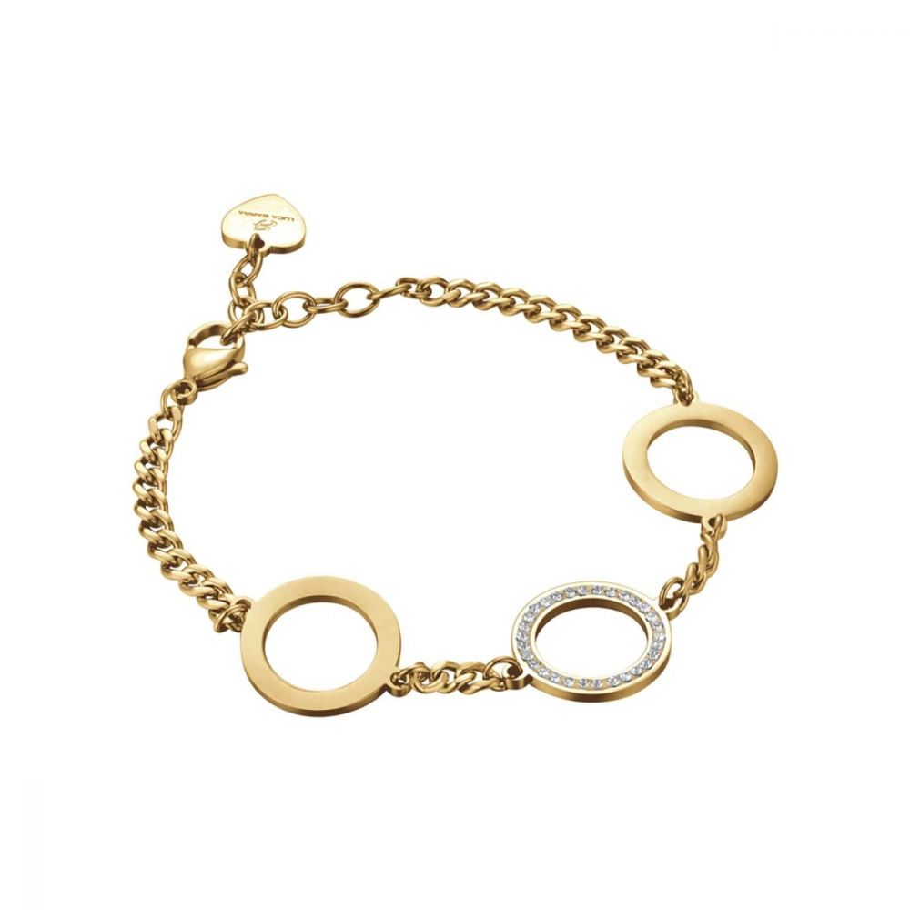 Luca Barra Bracciale Donna Acciaio Gold 3 Cerchi e Cristalli