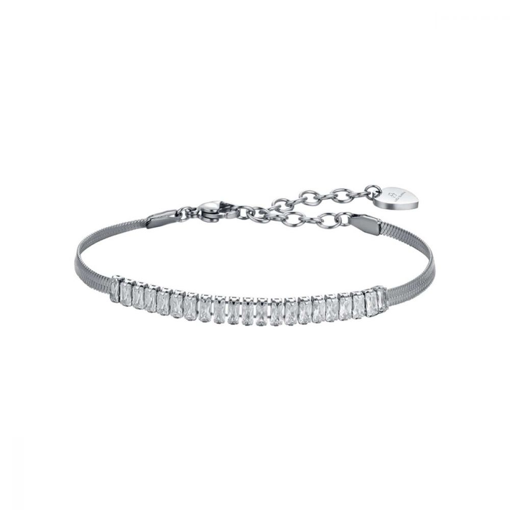 Luca Barra Bracciale Snake Donna Acciaio Cristalli Bianchi
