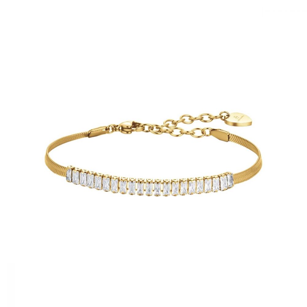 Luca Barra Bracciale Snake Donna Acciaio Gold Cristalli Bianchi
