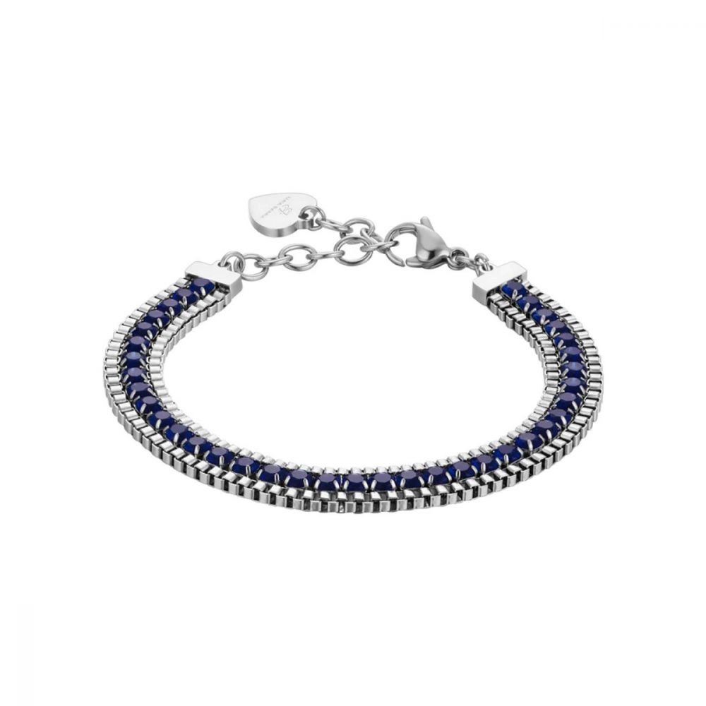 Luca Barra Bracciale Donna Acciaio Cristalli Blu
