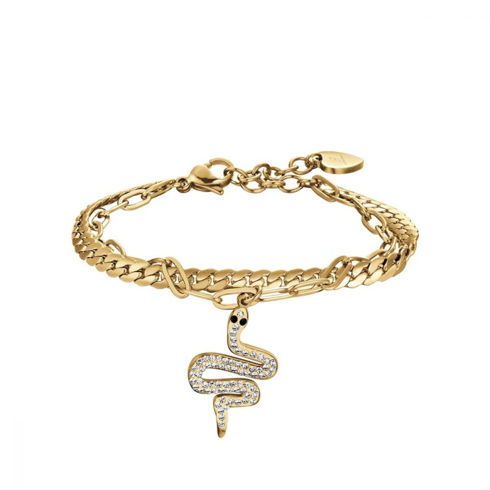 Luca Barra Bracciale Donna Acciaio Gold Serpente Con Cristalli