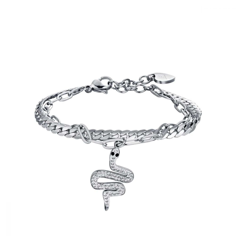 Luca Barra Bracciale Donna Acciaio Serpente Con Cristalli