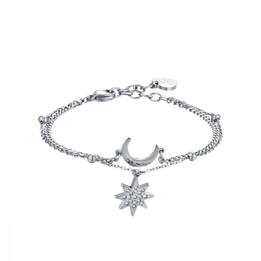 Luca Barra Bracciale Acciaio Stella e Luna