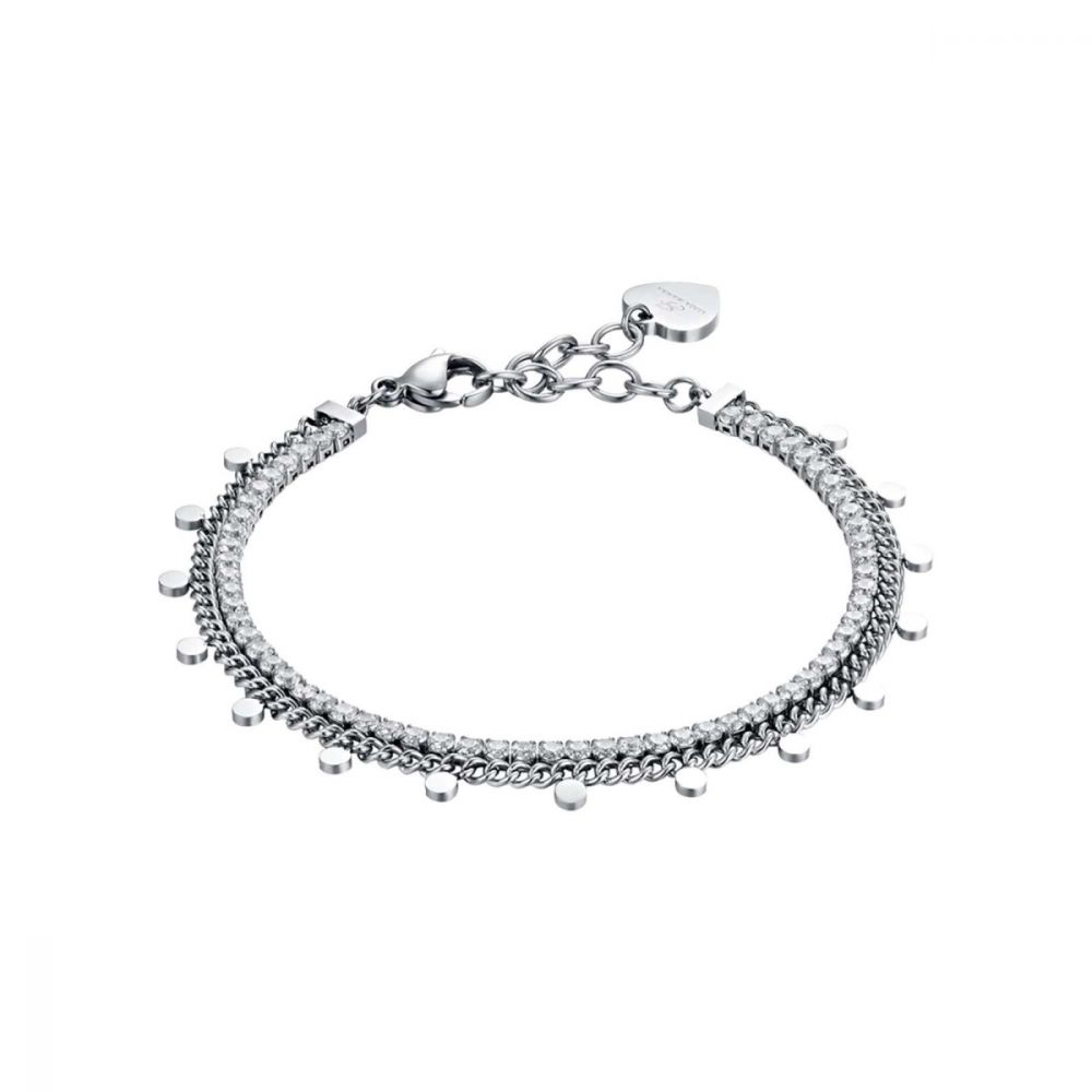 Luca Barra Bracciale Acciaio Elementi e Cristalli