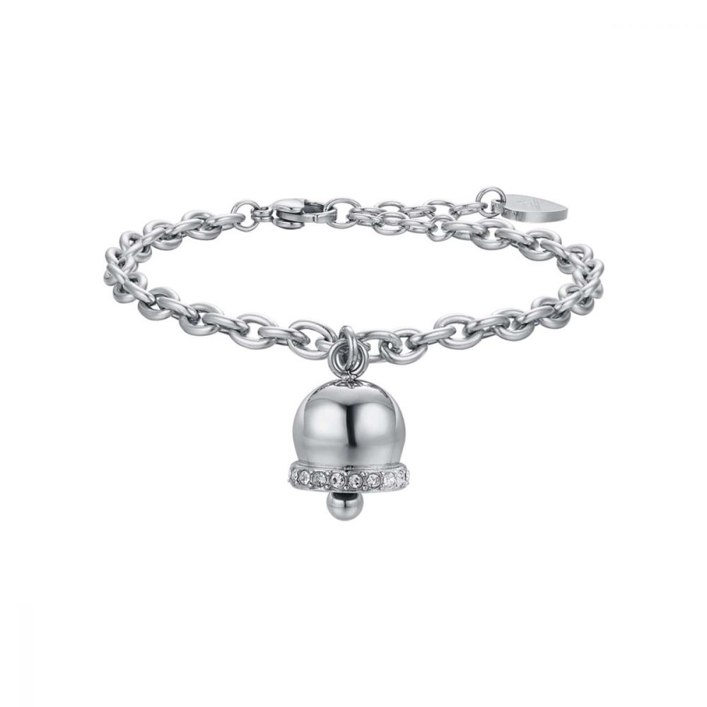 Luca Barra Bracciale Acciaio Campanella con Cristalli