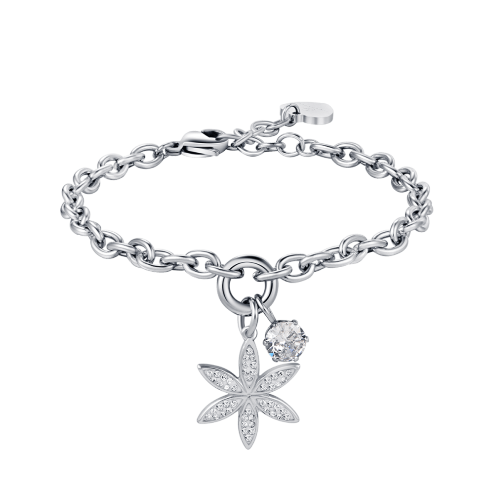 Luca Barra Bracciale Donna Acciaio Fiore Della Vita e Cristalli