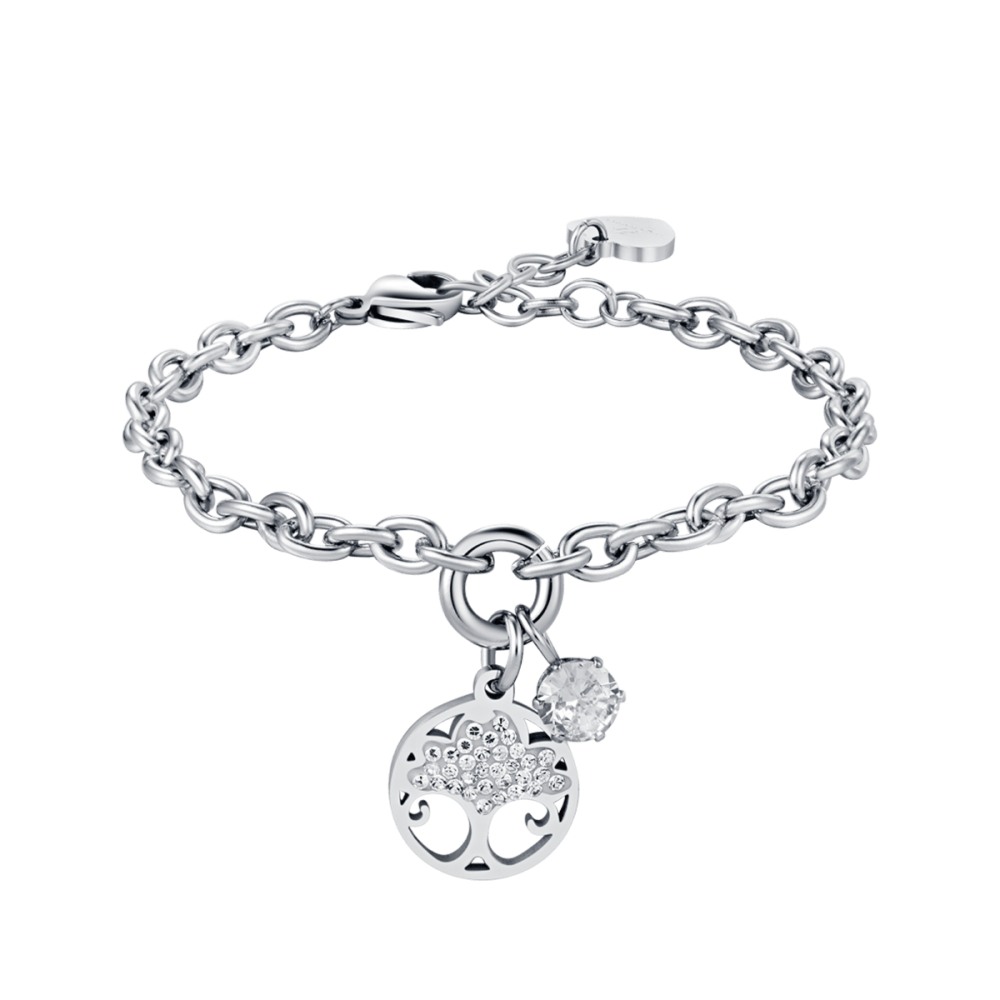 Luca Barra Bracciale Donna Acciaio Albero della Vita e Cristalli