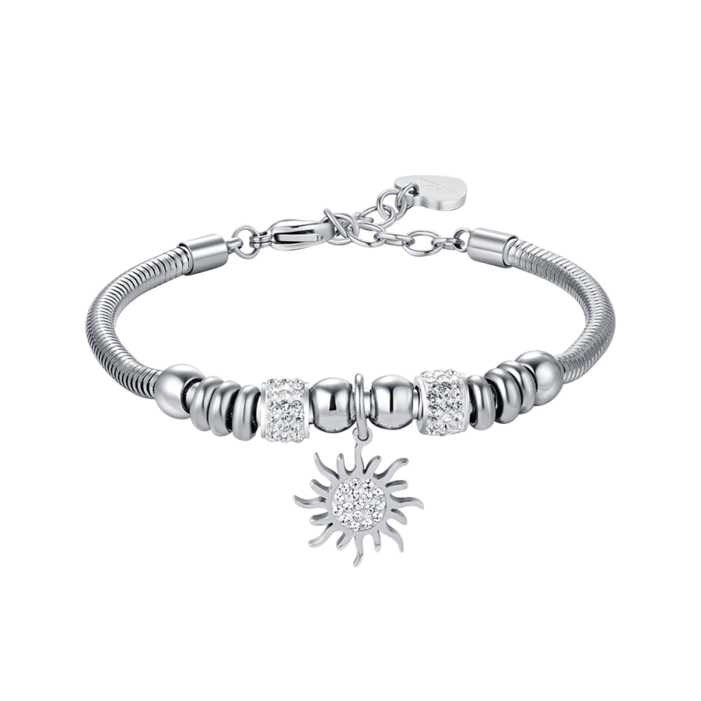 Luca Barra Bracciale Donna Sole Con Cristalli Bianchi