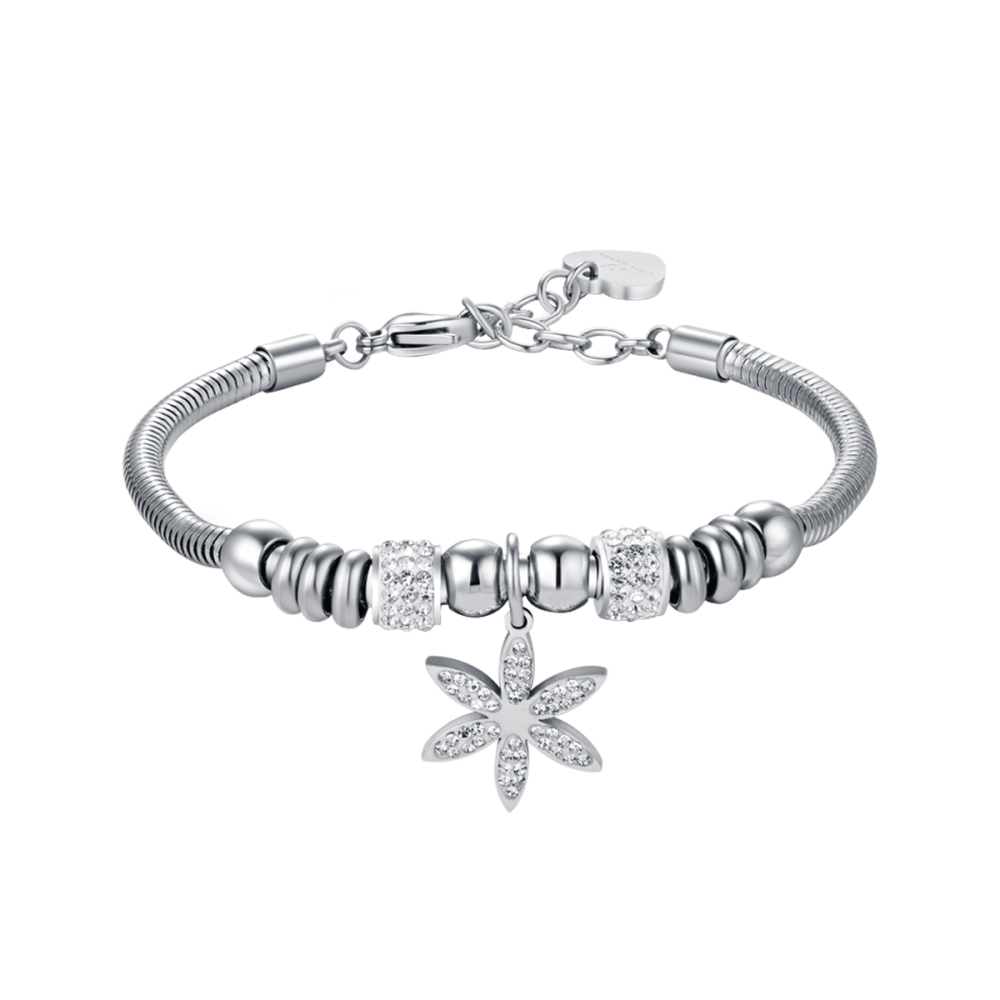 Luca Barra Bracciale Donna Fiore Della Vita Con Cristalli Bianchi