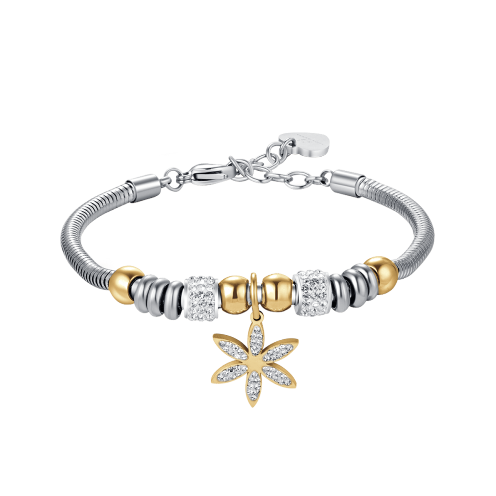 Luca Barra Bracciale Donna Acciaio Fiore Della Vita Gold e Cristalli