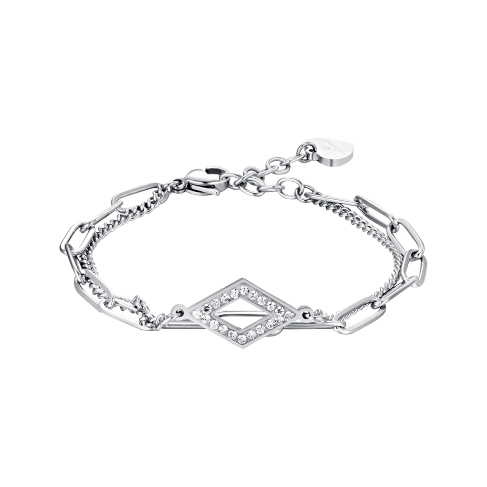 Luca Barra Bracciale 2 Fili Donna Acciaio Cristalli Bianchi