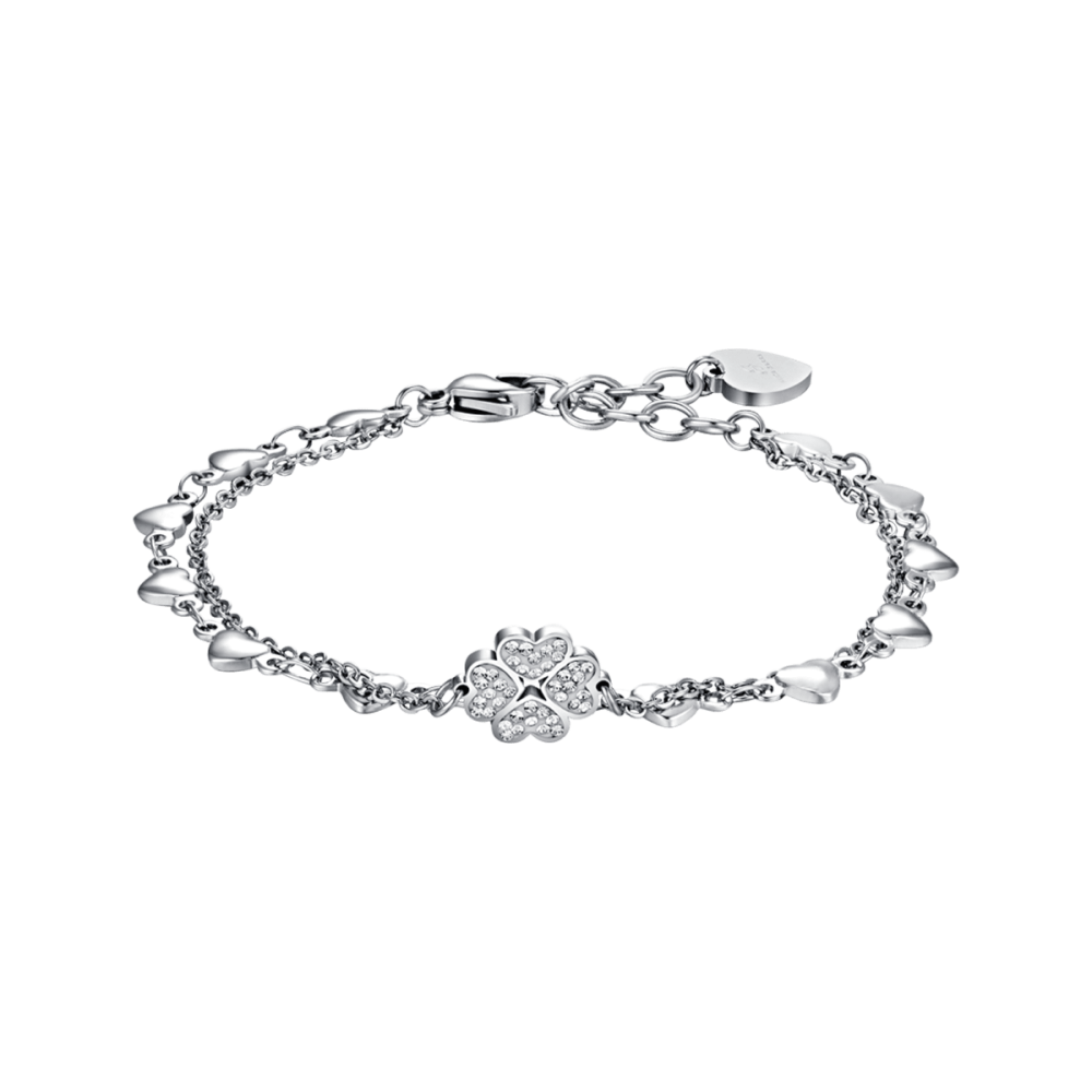 Luca Barra Bracciale 2 Fili Donna Acciaio Quadrifoglio