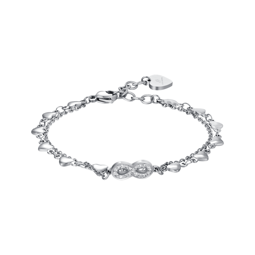 Luca Barra Bracciale 2 Fili Donna Acciaio Cuori e Infinito