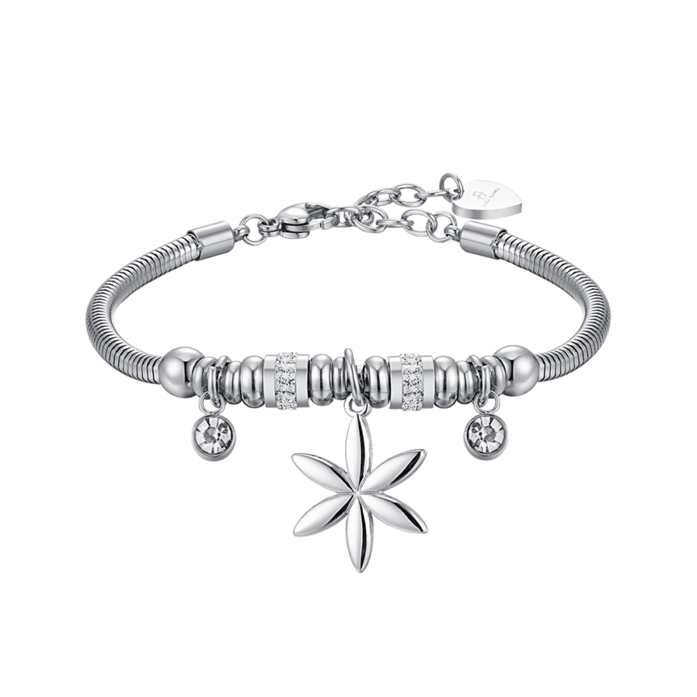 Luca Barra Bracciale Acciaio Fiore della Vita e Cristalli