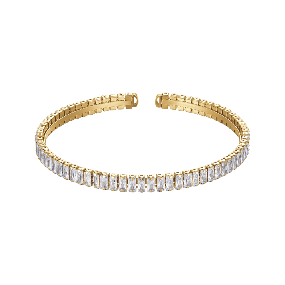 Luca Barra Bracciale Rigido Acciaio Gold Cristalli Bianchi