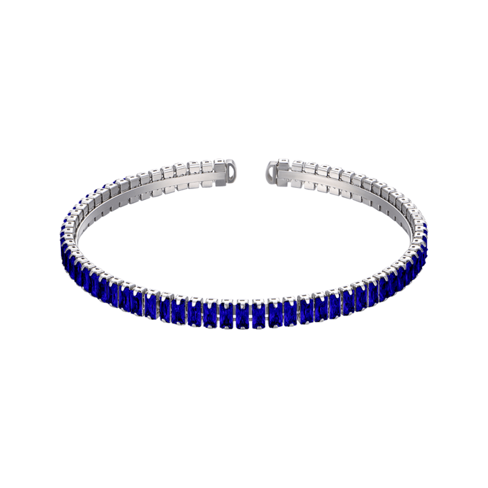 Luca Barra Bracciale Rigido Acciaio Cristalli Blu