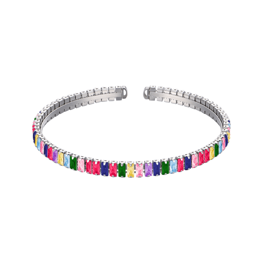 Luca Barra Bracciale Rigido Acciaio Cristalli Multicolor