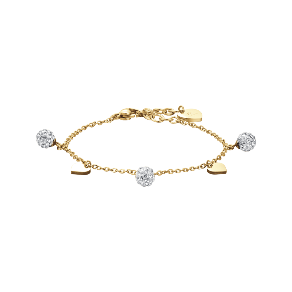 Luca Barra Bracciale  Acciaio Gold e Cristalli Bianchi