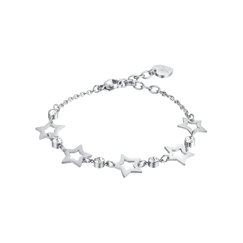 Luca Barra Bracciale Acciaio 5 Stelle e Cristalli Bianchi