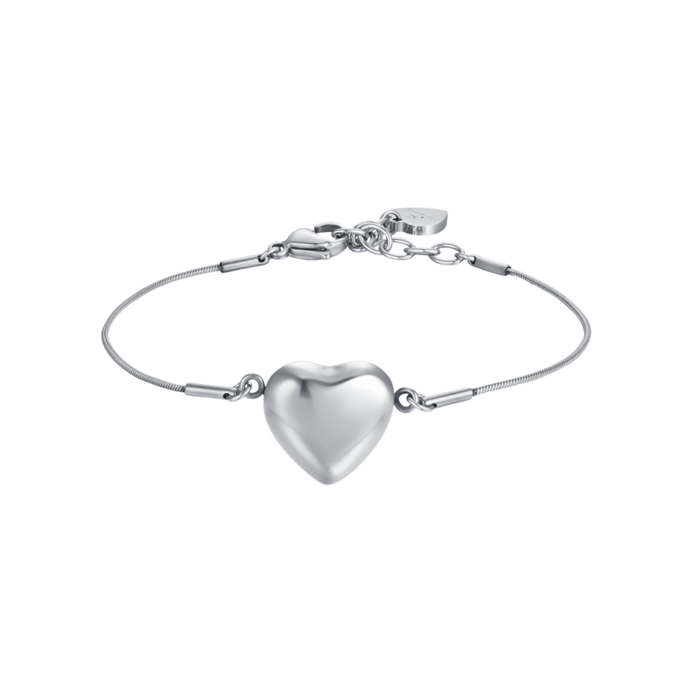 Luca Barra Bracciale Acciaio con Cuore Pieno 