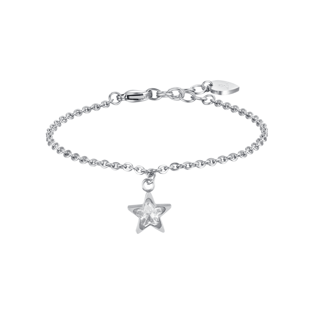 Luca Barra Bracciale Acciaio Stella Cristallo Bianco