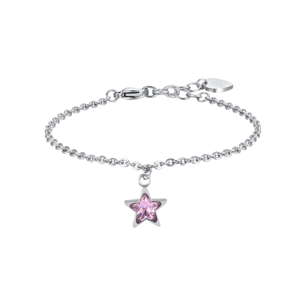 Luca Barra Bracciale Acciaio Stella Cristallo Rosa