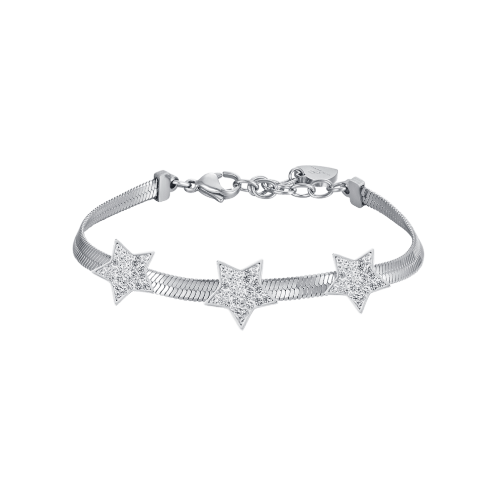 Luca Barra Bracciale Snake  Acciaio Stelle Zirconate