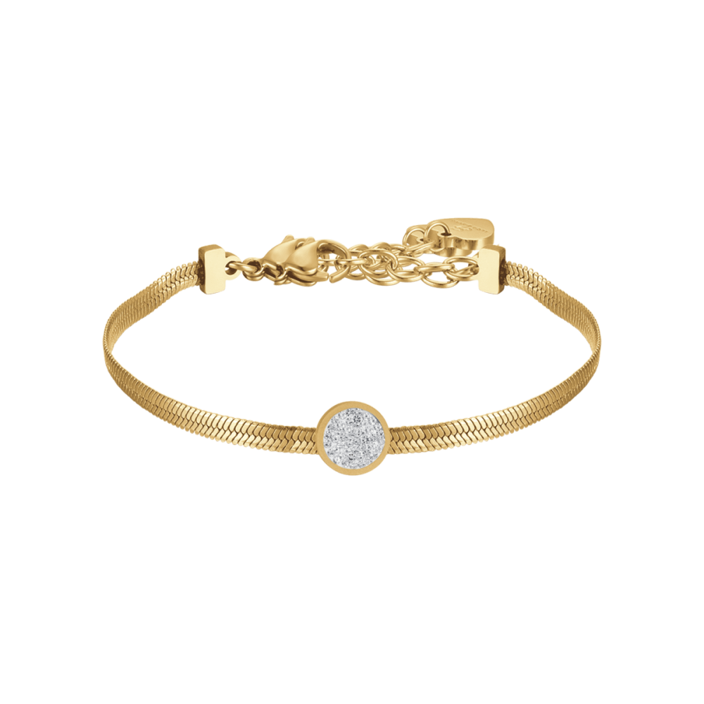 Luca Barra Bracciale Snake Acciaio Gold Elemento Zirconato