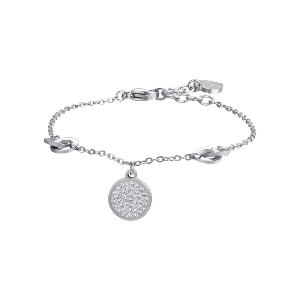 Luca Barra Bracciale Acciaio Con Piastra Zirconata