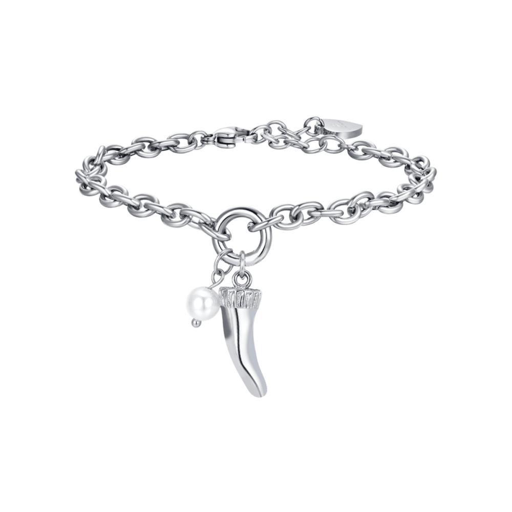 Luca Barra Bracciale Acciaio Cornetto Portafortuna