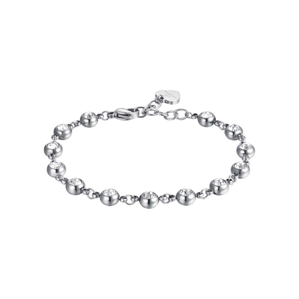 Luca Barra Bracciale Acciaio Cristalli Bianchi