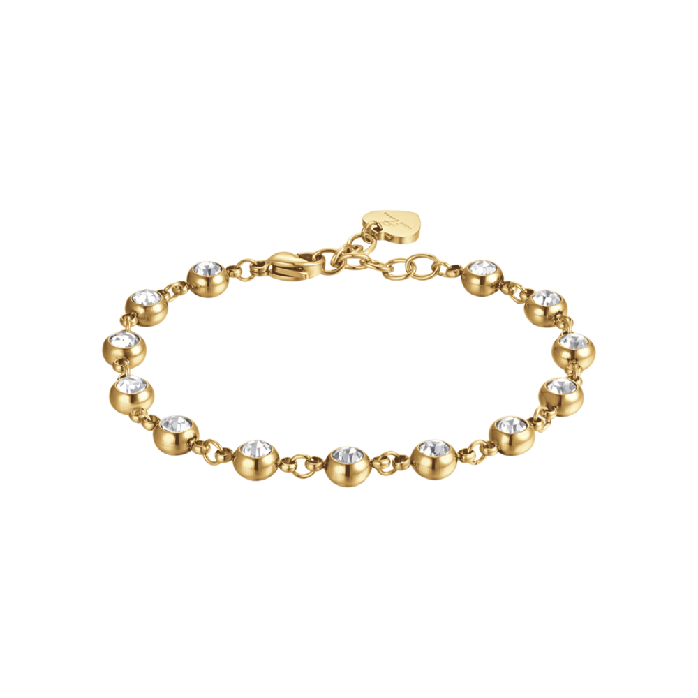 Luca Barra Bracciale Acciaio Gold Cristalli Bianchi