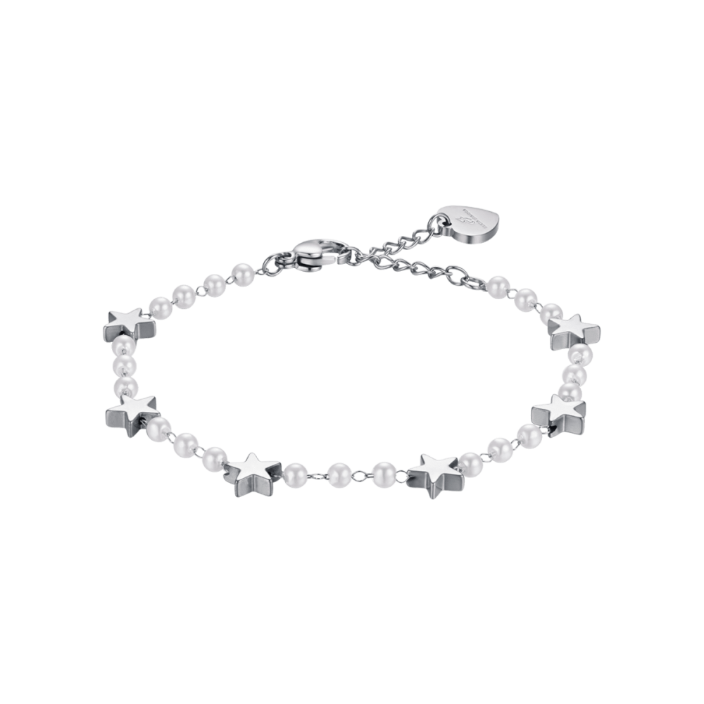 Luca Barra Bracciale Acciaio Stelle e Perle