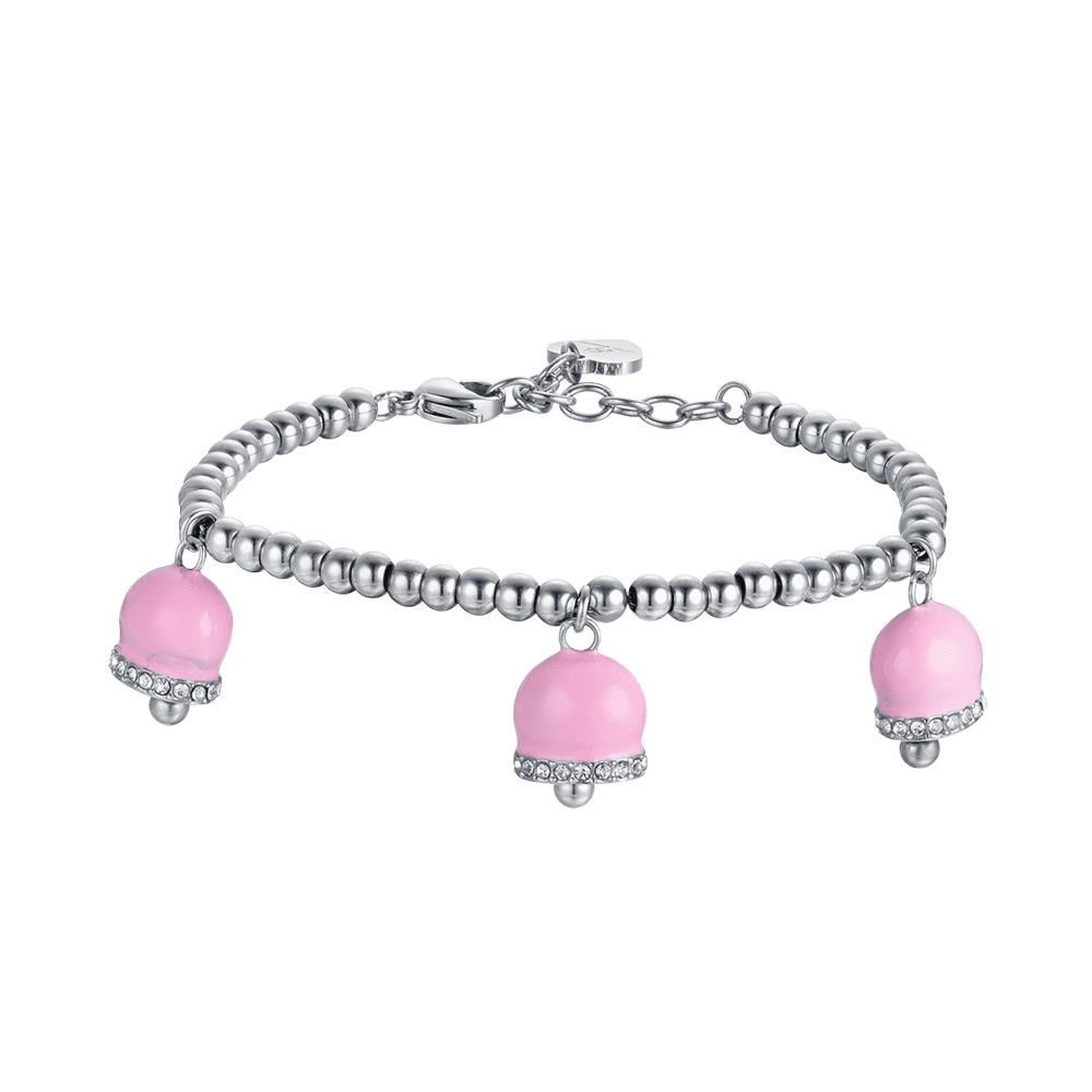 Luca Barra Bracciale Acciaio Campanelle Rosa