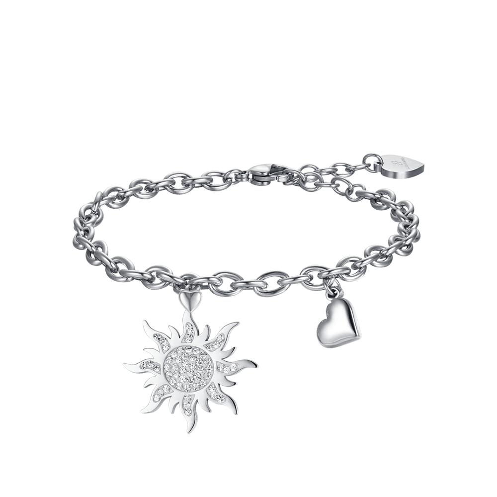 Luca Barra Bracciale Acciaio con Sole e Cuore