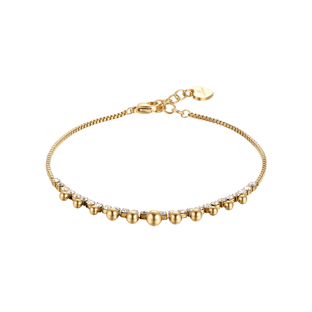 Luca Barra Bracciale Acciaio Gold Cristalli e Sfere