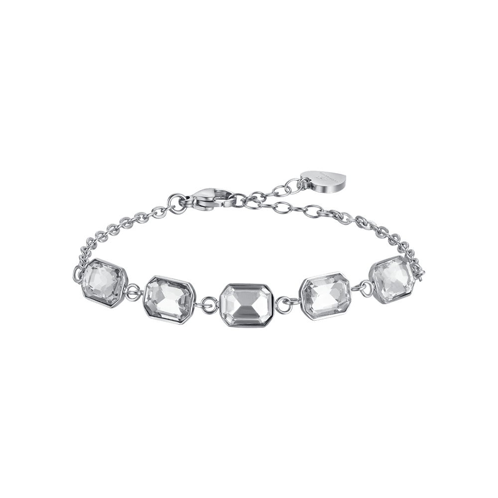 Luca Barra Bracciale Acciaio Cristalli Bianchi
